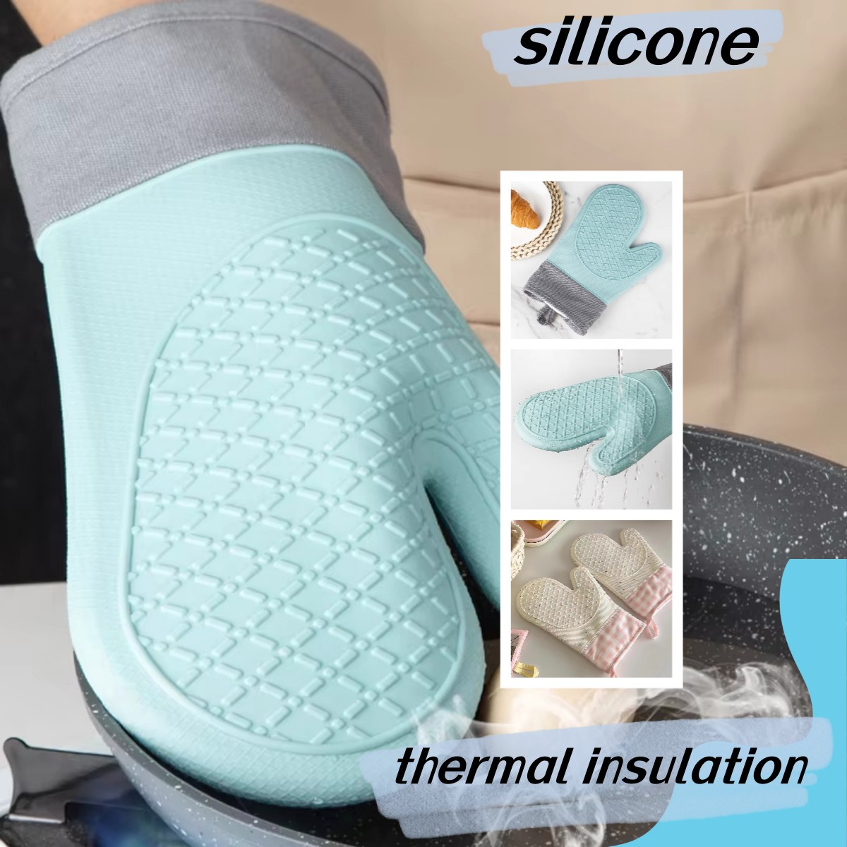 Oven Mitt Silicone - Gants de cuisine en Silicone pour