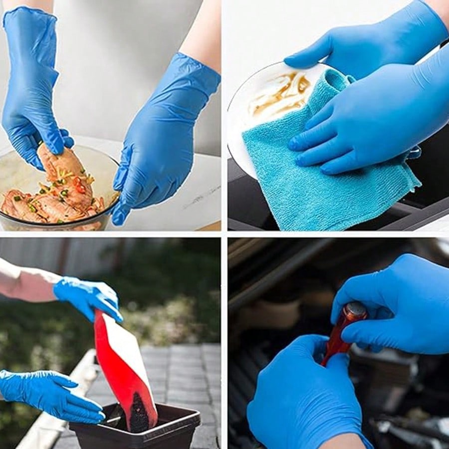 Rubber Glove Cleaning - 100 gants jetables en nitrile résistants,